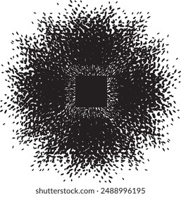 Elliptical small bits overlapping, creating pattern similar to magnetic iron bits attracted to magnet core