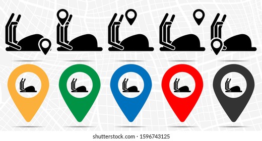 The elliptical trainers icon in location set. Simple glyph, flat illustration element of gym theme icons