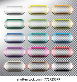 Elliptical vector web buttons set. Round glossy web buttons. Isolated on the white background. Vector illustration. Eps10.