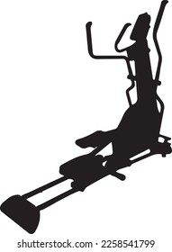 Ellipticals machine icon. Training bench icon. Fitness icon set. Gym equipment set. Varieties of workout or body building equipment. Group of fitness set