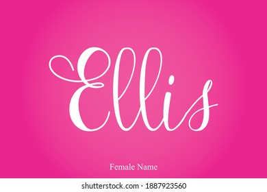 Ellis Female Name Cursive Calligrafy Text Inschrift auf rosafarbenem Hintergrund