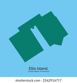 Ellis Island, United States of America modern map. Vector, illustration.
