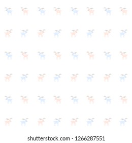 Ellk cute seamless pattern for baby clothes, diapers. Pink and blue cartoons animal on white. Symmetrical design element background for web, for fabric print, textile, wallpaper, wrapping paper
