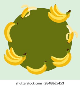 ellow bananas border with round background space for text graphics