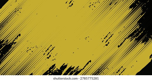 ellow Grunge Halftone Brush Stroke Abstract Background