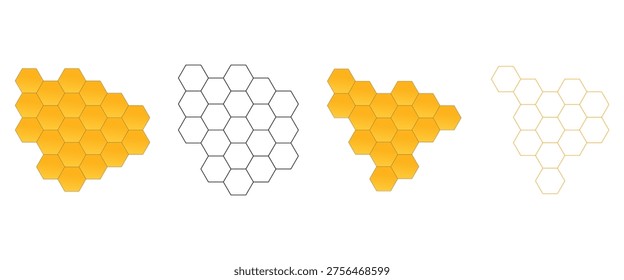 ellow Honeycomb Beehive Pattern with Bees Cartoon Logo on White Background Vector Illustration