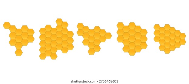 ellow Honeycomb Beehive Pattern with Bees Cartoon Logo on White Background Vector Illustration