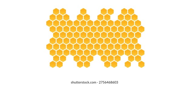 ellow Honeycomb Beehive Pattern with Bees Cartoon Logo on White Background Vector Illustration