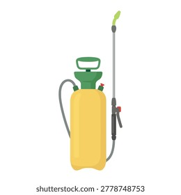 ellow manual pressure garden sprayer with long wand flat vector illustration