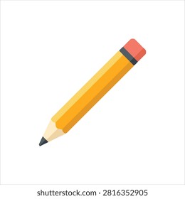 ellow Wooden Pencil Icon Flat Vector Illustration Isolated On White Background