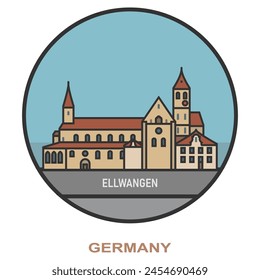 Ellwangen. Cities and towns in Germany. Flat landmark