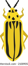 Elm leaf beetle, illustration, vector on a white background.