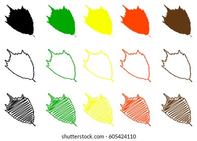 elm leaf color set. elm leaf