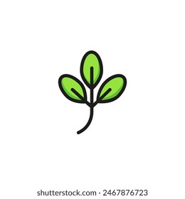 Elm leaf. Flat thin line illustration. Plant, flora, foliage. Leaf concept. For nature, ecology, environment