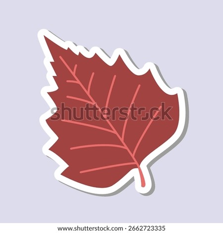elm leaves editable cartoon style sticker vector