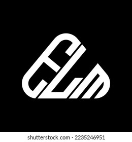 El logotipo de la letra ELM diseño creativo con gráfico vectorial, logotipo simple y moderno en forma de triángulo redondo.