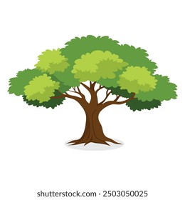 Elm tree flat vector illustration on white background.