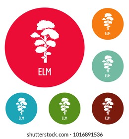 Elm tree icons circle set vector isolated on white background