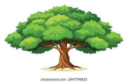 Elm tree isolated flat vector illustration on white background.