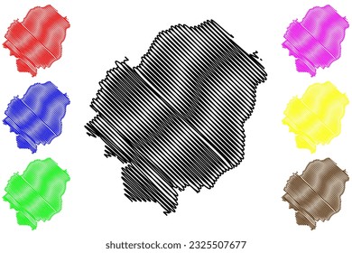 Elmbridge Non-metropolitan district, borough (United Kingdom of Great Britain and Northern Ireland, ceremonial county Surrey, England) map vector illustration, scribble sketch
