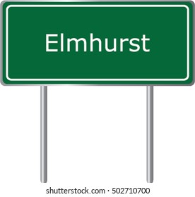 Elmhurst , Illinois , road sign green vector illustration, road table, USA city