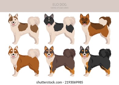 Lápiz de perro Elo. Colores de abrigo diferentes.  Ilustración del vector