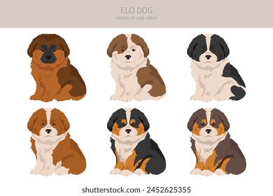 Elo perro Clipart. Diferentes colores de la capa establecidos.  Ilustración vectorial