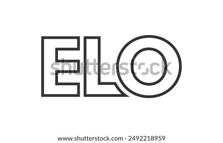 ELO logo design template with strong and modern bold text. Initial based vector logotype featuring simple and minimal typography. Trendy company identity ideal for businesses brand presence.