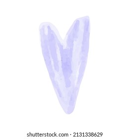 Elongate heart shape color stain. Love symbol. Hand drawn with marker. Violet color. Vector illustration, flat design