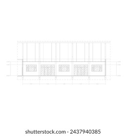 Sección de edificio alargado para oficinas