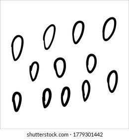 Elongated circles set. Trendy vector abstract pieces. Hand drawn modern design for card, print on clothes. Doodle stock illusration
