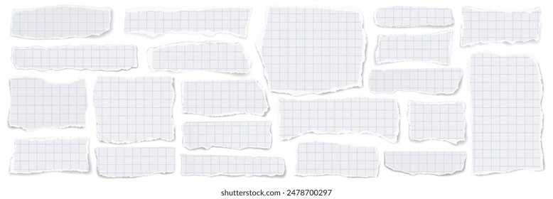 Elongated collage of scraps of checkered paper. Vector illustration.