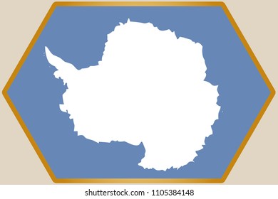 An elongated Hexagon with the Flag of Antartica