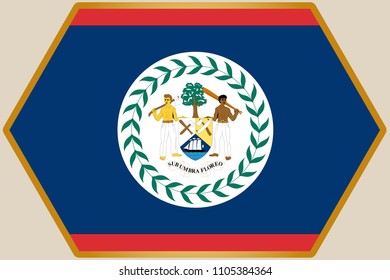 An elongated Hexagon with the Flag of Belize