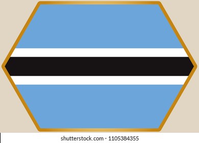 An elongated Hexagon with the Flag of Botswana