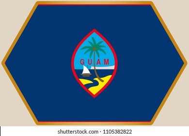 An elongated Hexagon with the Flag of Guam