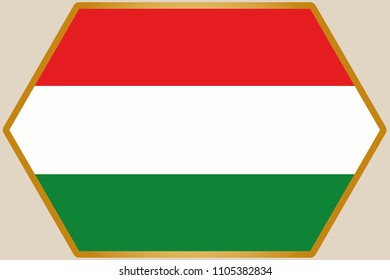 An elongated Hexagon with the Flag of Hungary