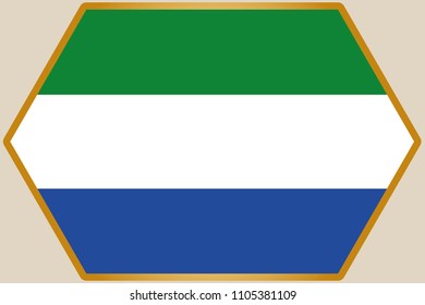 An elongated Hexagon with the Flag of Sierra Leone