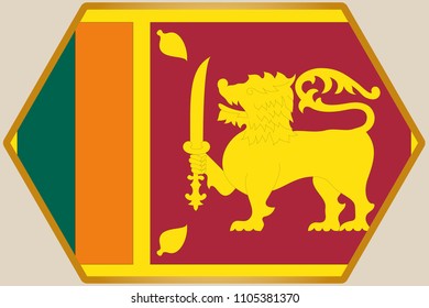 An elongated Hexagon with the Flag of Sri Lanka