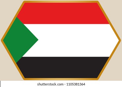 An elongated Hexagon with the Flag of Sudan