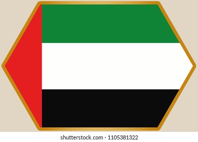 An elongated Hexagon with the Flag of United Arab Emirates