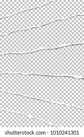 Elongated layers of torn transparent paper fragments placed one over another. Vector illustration.