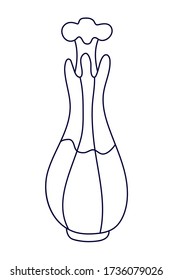 Elongated shape bottle of perfume in doodle style. Hand drawn vector illustration in black ink isolated on white background.  Great for coloring book.
