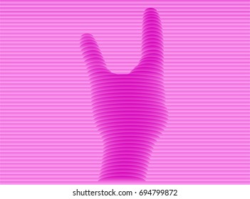 An elongated sign rock-n-roll on a pink background