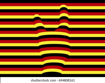 An elongated sign rock-n-roll on the red-yellow-black background