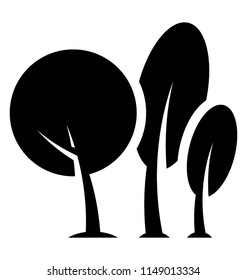
Elongated stem with circular leaves denoting trees icon 

