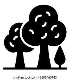Elongated stem with circular leaves denoting trees icon 