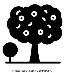Elongated stem with leaves showing tree icon