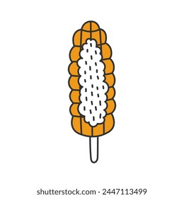 Elote Mais auf der Cob Doodle Vektorillustration. Traditionelle mexikanische Streetfood-Ikone im Cartoon-Stil. Isoliert auf weißem Hintergrund