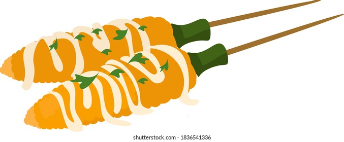 Elote food, illustration, vector on white background